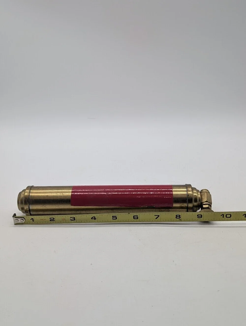 Antique Brass Mini Fire Extinguisher Red Steampunk Industrial Decor 1950s Presto